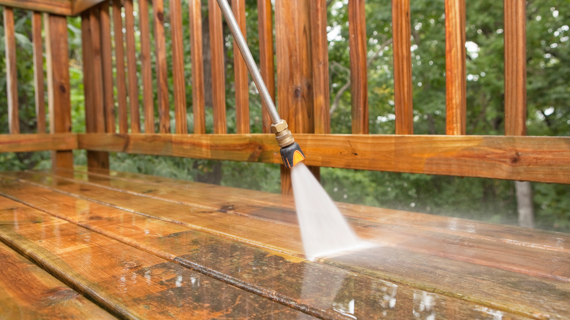 Before and after deck cleaning