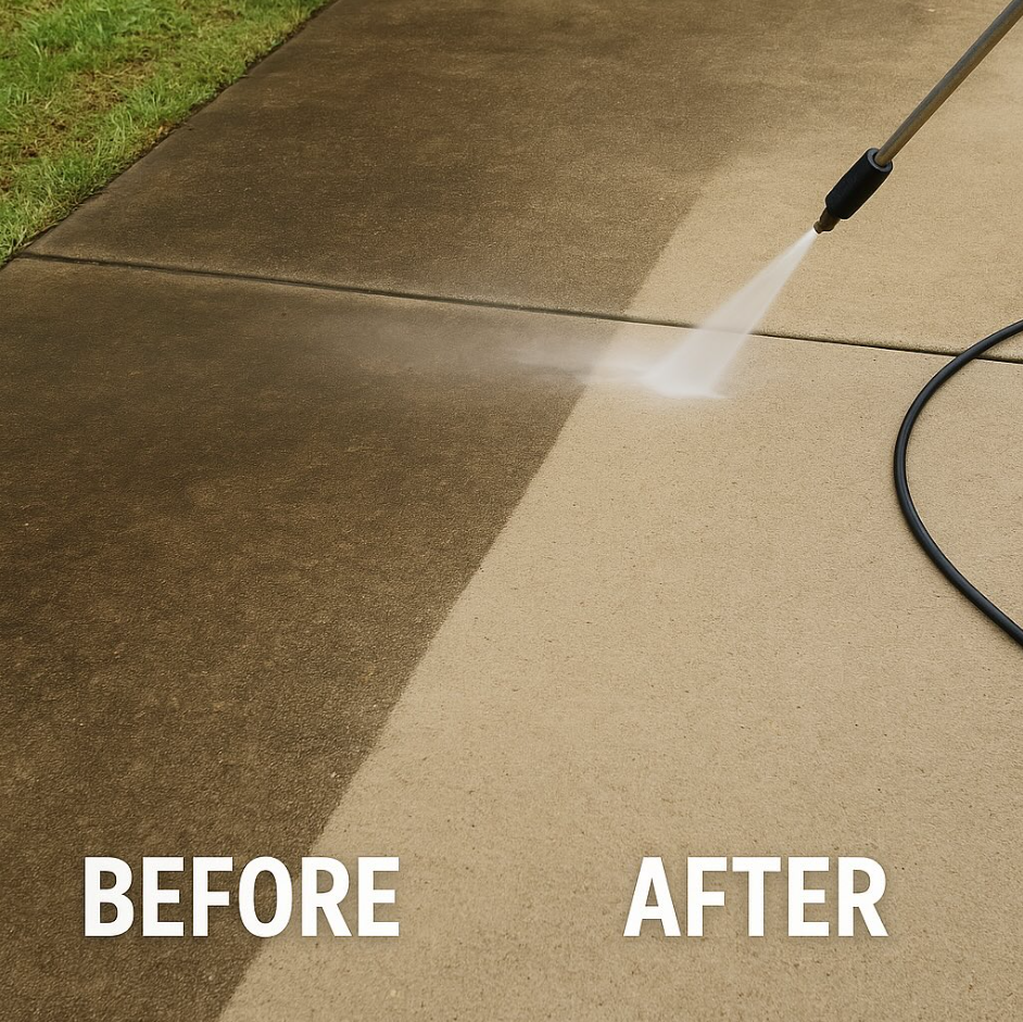 Before and after driveway cleaning
