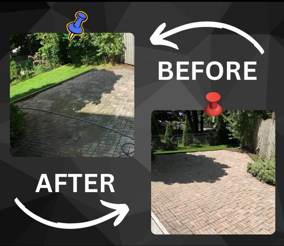 Before and after patio cleaning