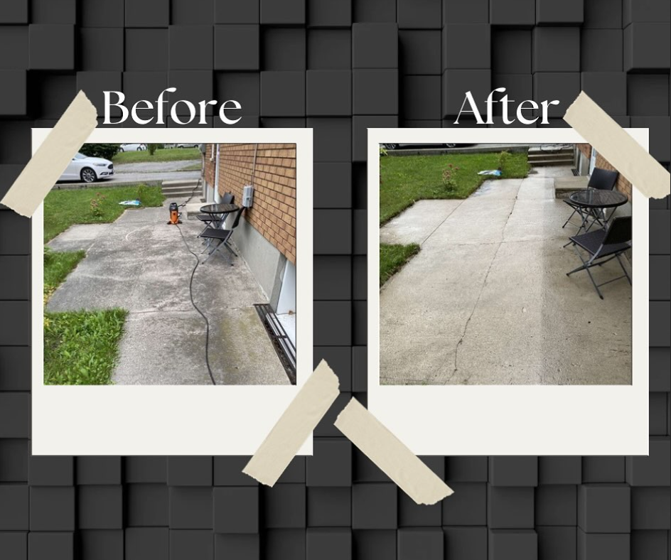 Before and after walkway cleaning